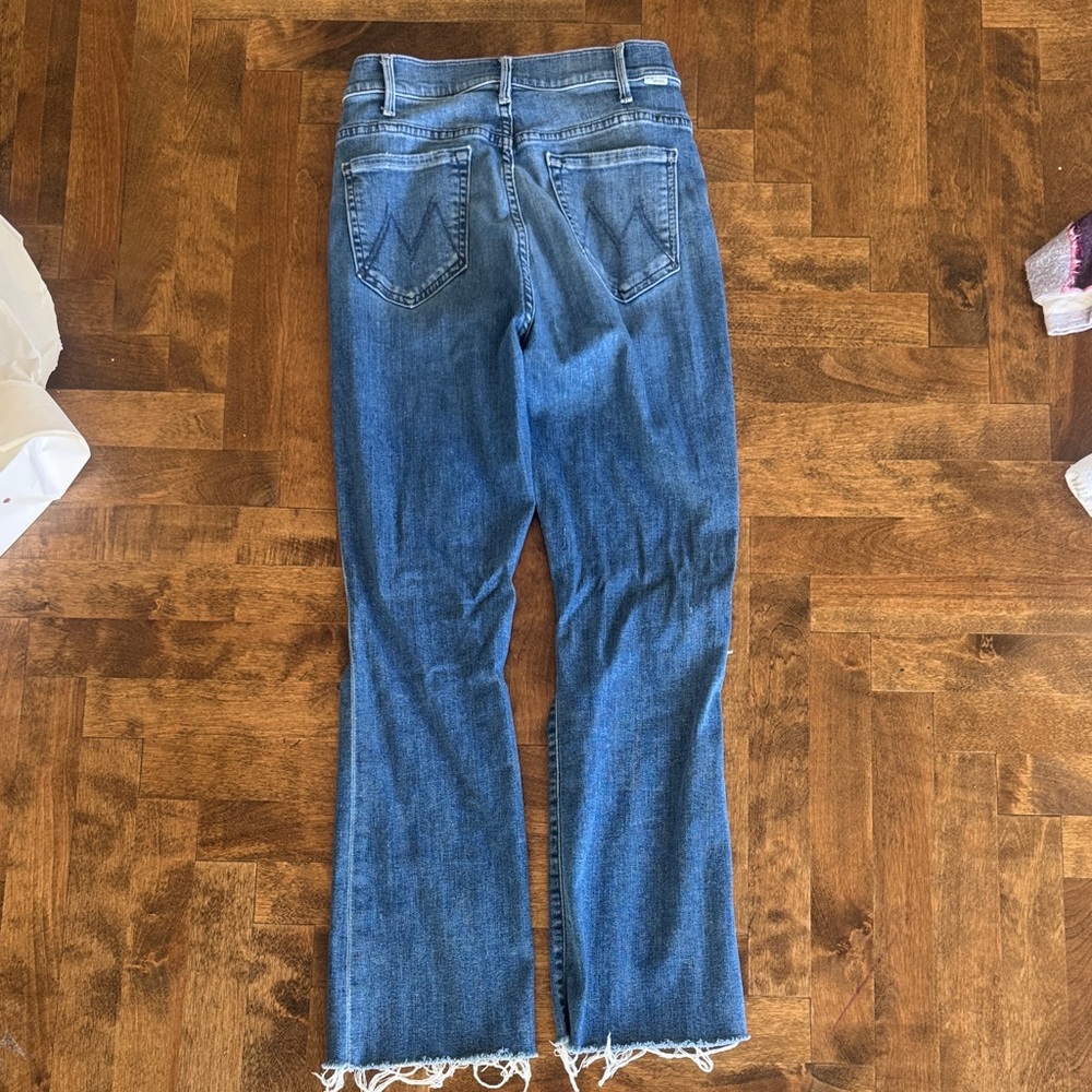 Mother - Women’s Distressed Blue Flare Jeans - Classic Denim - Picture 5 of 5